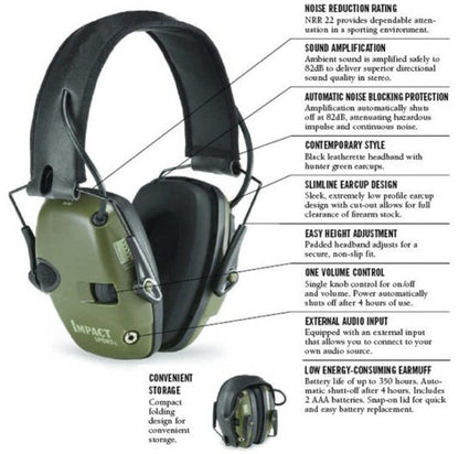 Howard Leight Impact Sport Electronic Hearing Protection, Earmuffs #R-01526