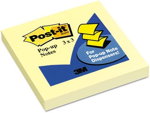 Post-it Dispenser Pop-up Notes, 3 in x 3 in, Canary Yellow #R330-YW