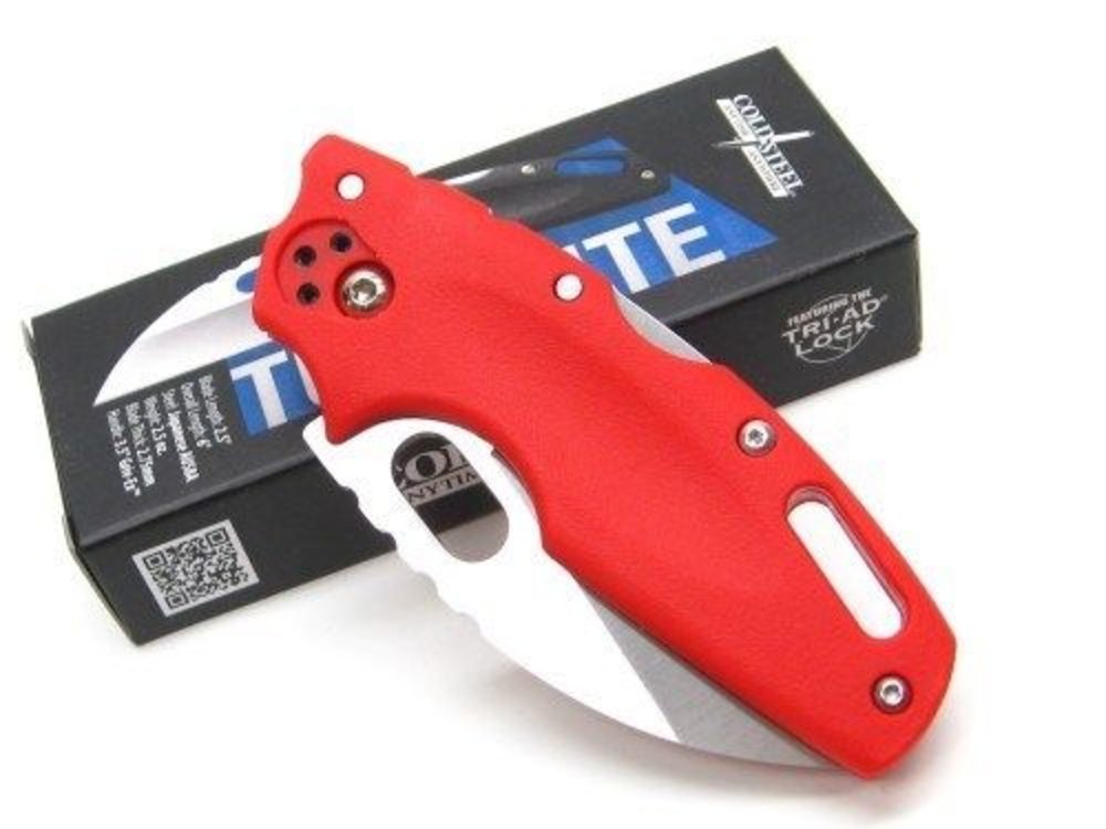 Cold Steel TUFF LITE, Red, Plain Edge Folding Pocket Knife + Belt Clip #20LTR
