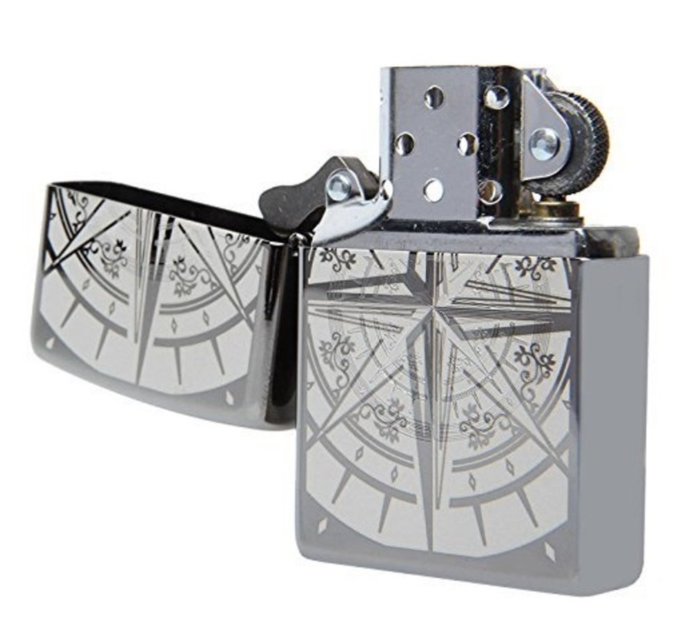 Zippo Exquisite Compass Lighter, Black Ice Finish, Windproof #29232