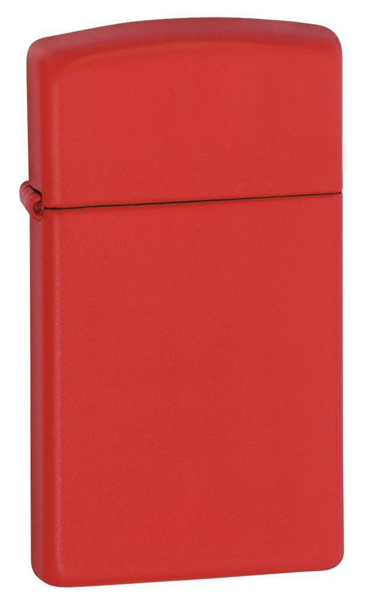 Zippo Slim Red Matte Windproof Lighter, Original Zippo Box, Made in USA #1633