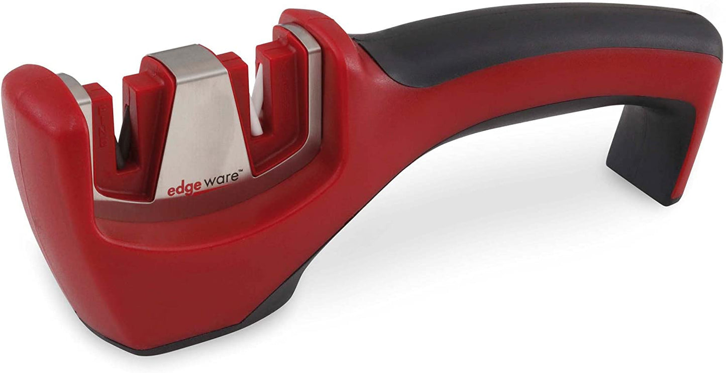 Smith's KitchenIQ Santoku Asian Pull-thru Knife Sharpener, Ceramic, Red #50024