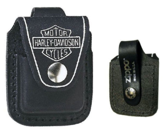 Zippo Harley-Davidson Black Leather Pouch w/ Belt Loop for Zippo Lighters #HDPBK
