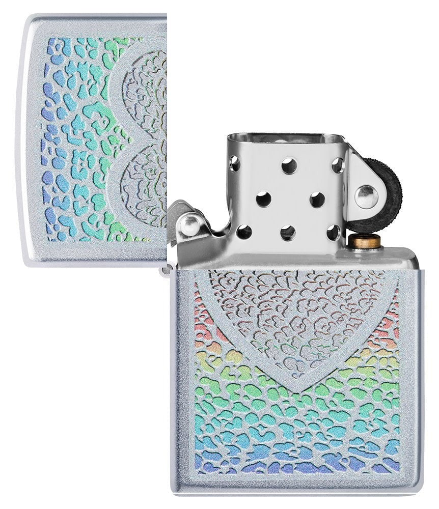 Zippo Love Heart Design, Satin Chrome Finish Windproof Lighter #49780