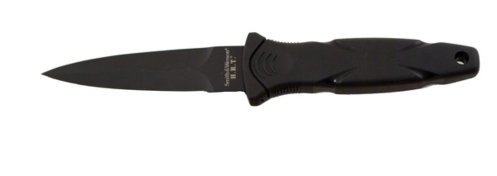 Smith & Wesson Fixed Boot Knife, Black + Fiberglass Booth Sheath #SWHRT3BF