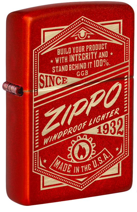 Zippo Retro Design, Metallic Red Laser Engraved Lighter #48620