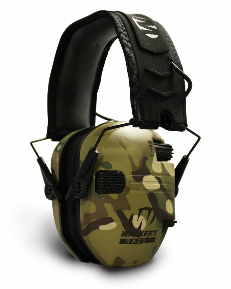 Walker's Razor Slim Electronic Earmuff + Batteries, NRR 23, Camo #RSEM-MCC