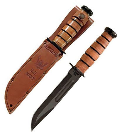 KA-BAR US Navy Knife Sheath, Brown Leather Fits 7" Blade Knives, 100% NEW #1225S