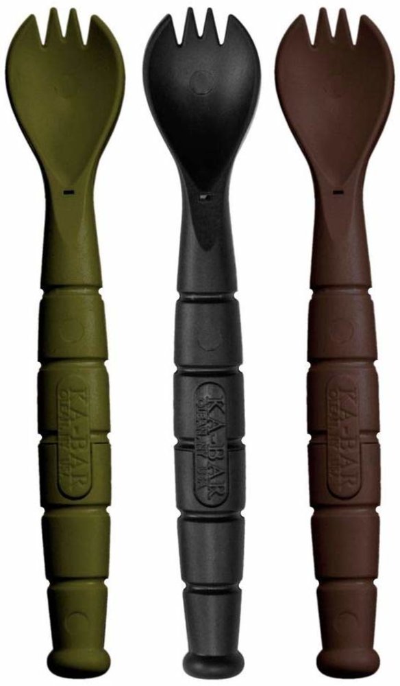 KA-BAR Tactical Spork Field Kit, Spoon Fork Knife, 3-Pack, Made in USA #9909MIL