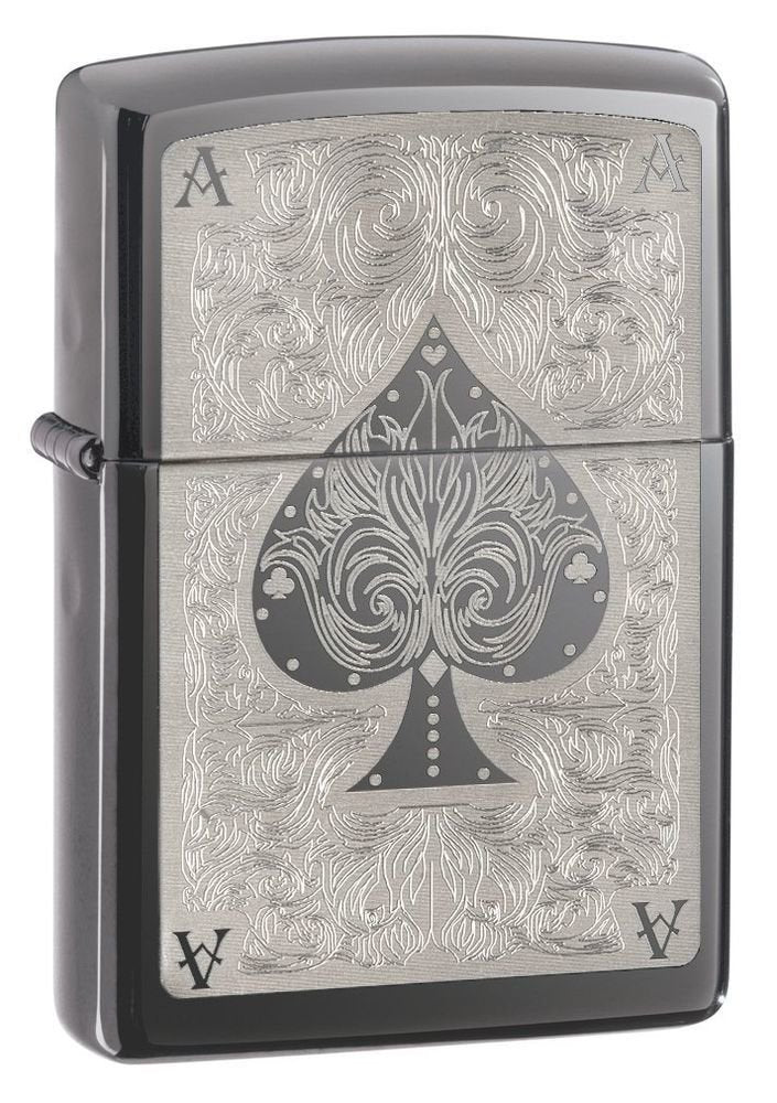 Zippo Ace Filigree Lighter, Spades, Black Ice Finish, Windproof #28323 –  Benhalex