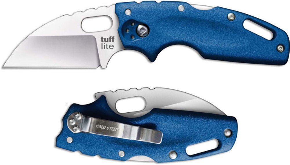 Cold Steel Tuff Lite Knife, Plain Edge, Blue Griv-Ex Handle #20LTB