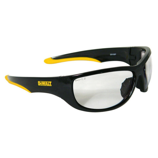 DeWalt Dominator Safety Glasses, Black/Yellow Frame, Clear Lens #DPG94-1D