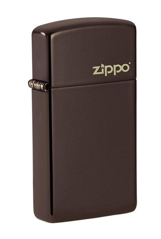 Zippo Slim Brown with Zippo Logo Base Model, Windproof Lighter #49266ZL