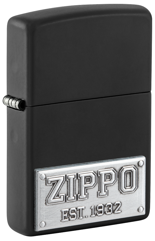 Zippo Logo Est. 1932 Emblem Design, Black Matte Lighter