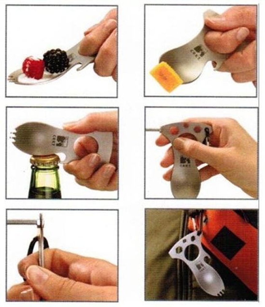CRKT Eat N Tool, Spoon/Fork/Bottle Opener, Screw, Wrenches, Black Oxide #9100KC