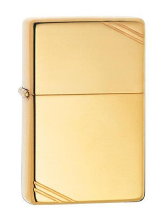 Zippo High Polish Brass Vintage w/ Slashes Rounded Corners Genuine Lighter #270