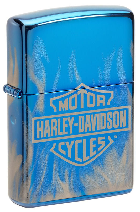 Zippo Harley Davidson Motorcycles, High Polish Blue Lighter #49469