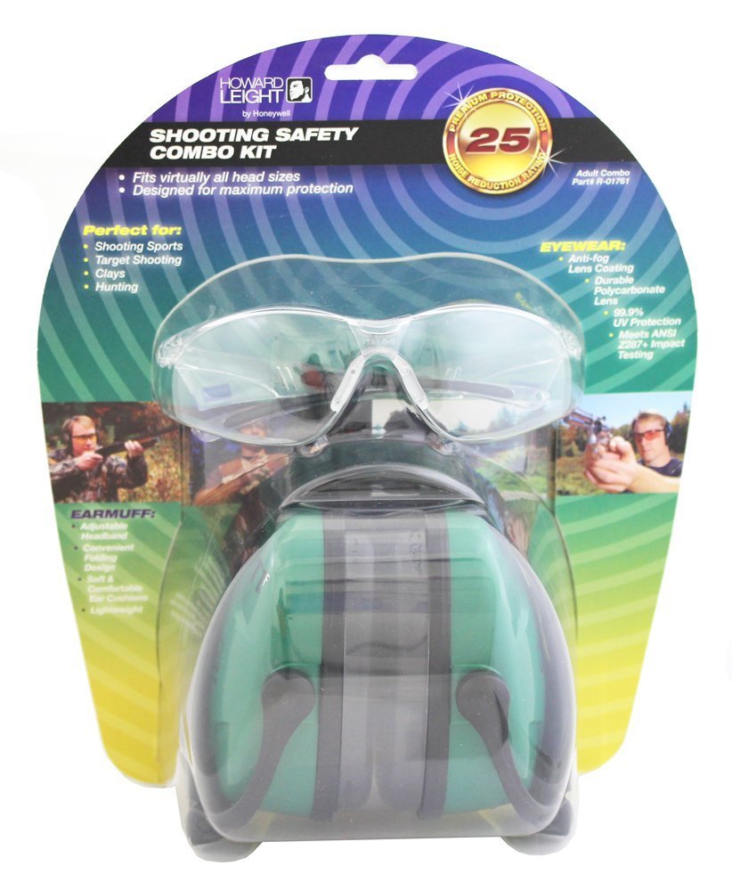 Howard Leight Adult Shooting Combo Earmuffs, Green & Glasses, Clear #R-01761