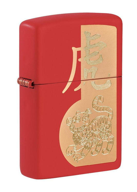 Zippo Year of the Tiger Laser Engraved, Red Matte Windproof Lighter #49701