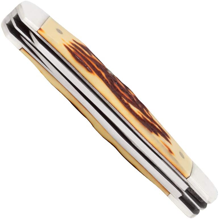 Bear & Son Stainless Steel Mini Trapper Knife with Stag Delrin Handle #SD07