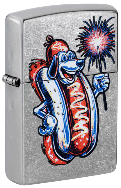 Zippo Firework Hot Dog, Street Chrome Lighter #47275