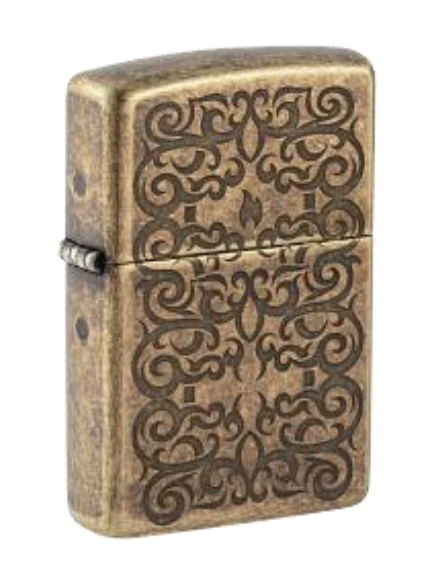 Zippo Ornate Filigree Pattern Design, Antique Brass Lighter #48484