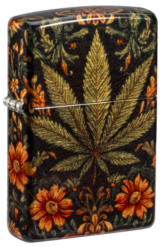 Zippo Cannabis Tapestry Design 540 Fusion Tumbled Brass Lighter #47139