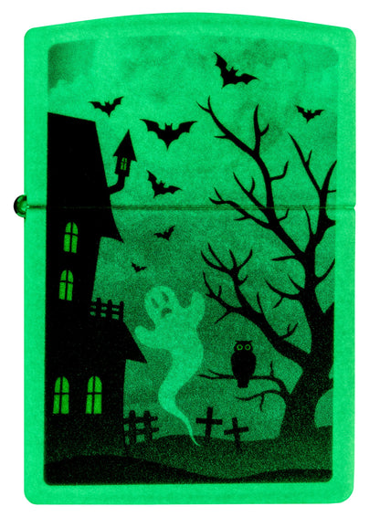 Zippo Horror Haunted Mansion Ghost Glow-in-the-Dark Green Lighter #48727