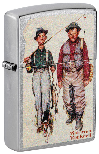 Zippo Norman Rockwell Two Old Men and a Dog, Street Chrome Lighter #48987