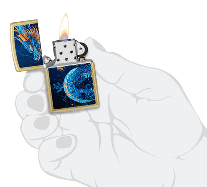 Zippo Blue Dragon Artwork, Street Brass Lighter #47178