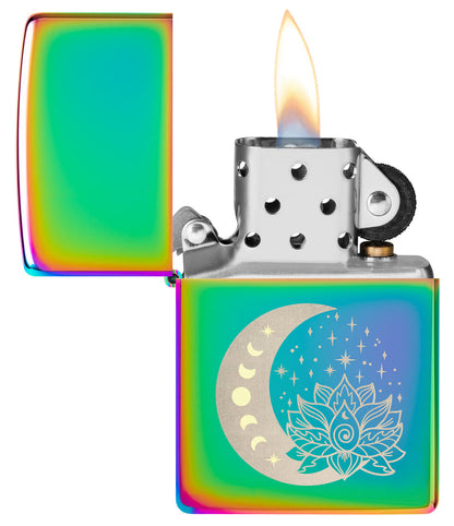 Zippo Spiritual Moon Lotus Flower Design, Multi Color Lighter #48910