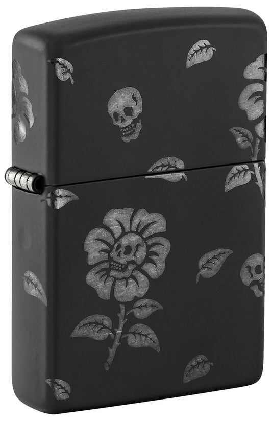 Zippo Flower Skulls 360 Design, Black Matte Lighter #48931