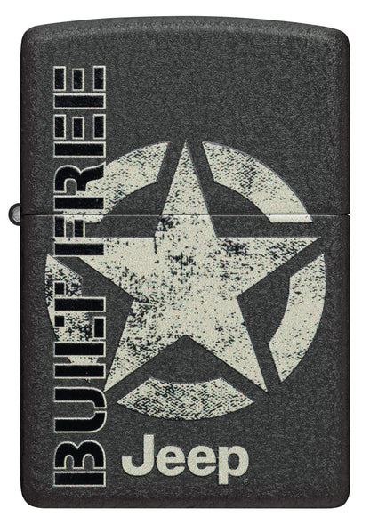 Zippo Jeep Built Free, Black Crackle Lighter #47412
