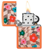 Zippo Nostalgia Flower Chessboard, Orange Matte Lighter #48718