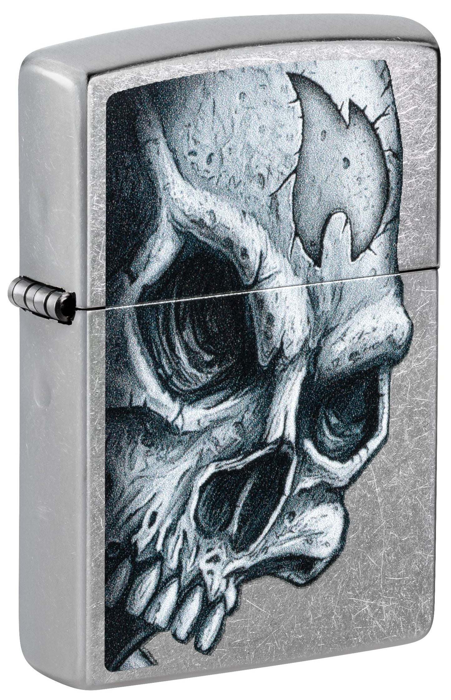 Zippo Skull and Flame Design, Street Chrome Lighter #46587