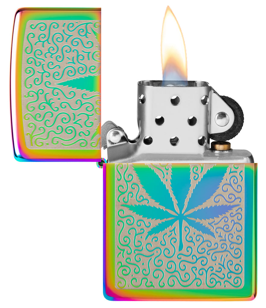 Zippo Cannabis Laser Engrave Design, Multi Color Lighter #48925