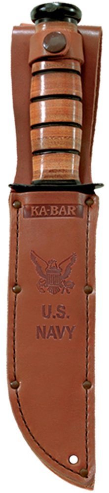 Ka-Bar US Navy, Straight Edge, Tang Stamp USN + Leather Sheath #1225