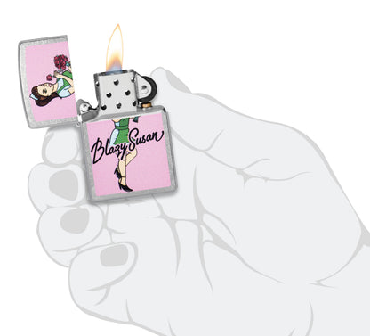Zippo Blazy Susan Pin Up Girl, Street Chrome Lighter #47193
