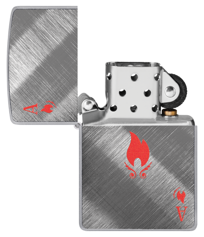 Zippo Ace of Flames Card, Diagonal Weave Finish Lighter #48451