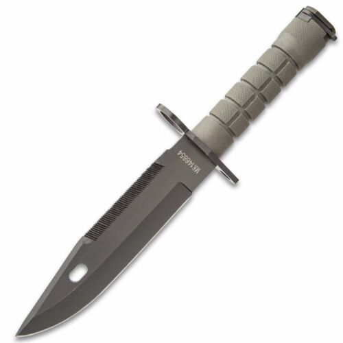 BudK M-9 Bayonet Knife + Sheath, SS Blade, Non-Reflective #BK5147