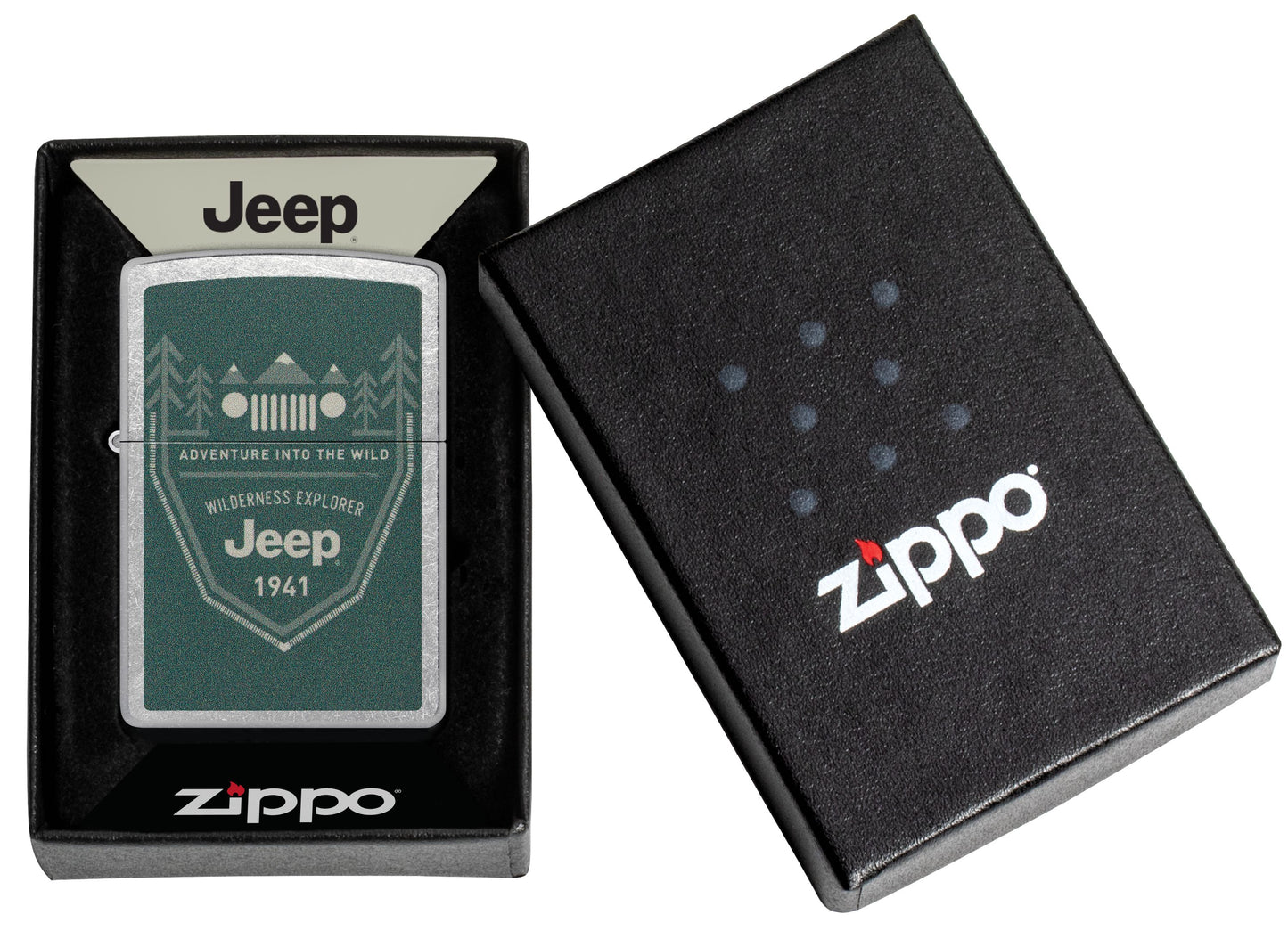 Zippo Jeep Wilderness Explorer, Street Chrome Color Image Lighter #48766