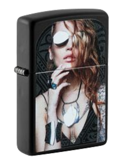 Zippo Boho Woman Portrait Design, Black Matte Lighter #49981