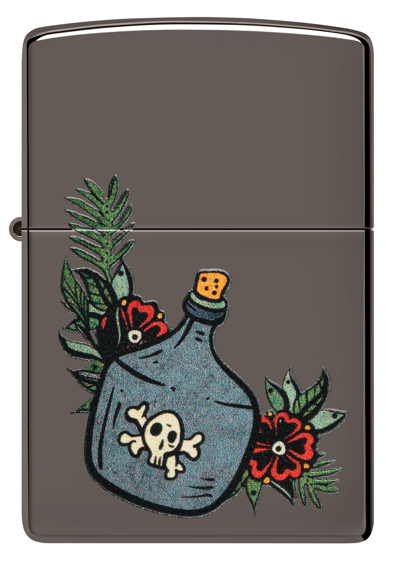 Zippo Poison & Roses Black Ice Lighter & Black Leather Pouch Gift Set