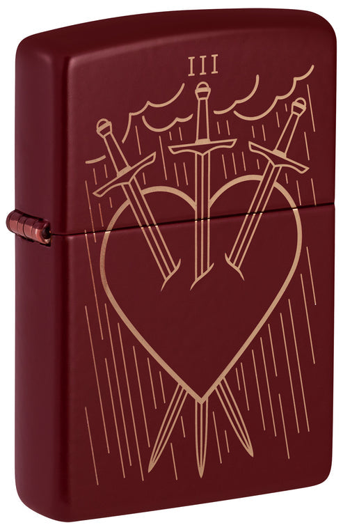 Zippo Three of Swords Design, Merlot Finish Lighter #46723