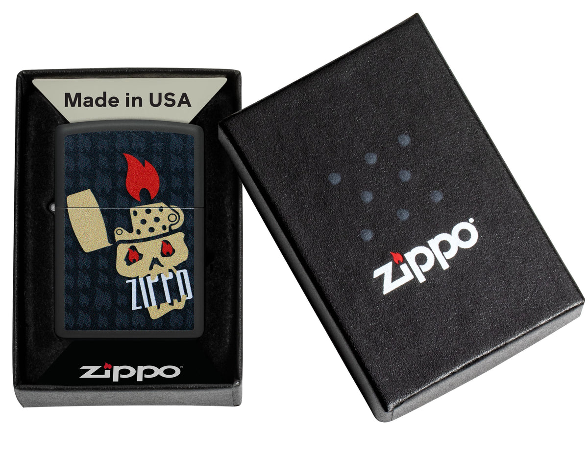 Zippo Skull Logo, Black Matte Lighter #47256