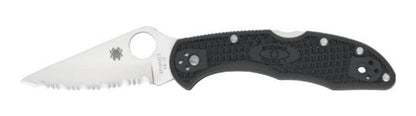 Spyderco Delica 4 Folding Knife, Full Serrated Blade, FRN Handle, Black #C11SBK
