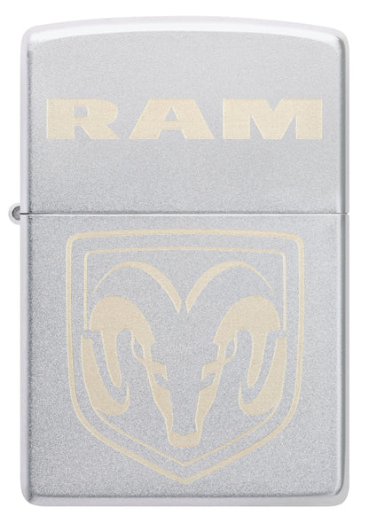 Zippo Ram Truck Automobile Logo, Satin Chrome Laser Engrave Lighter #48763