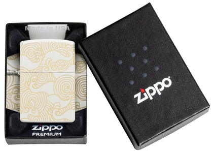 Zippo Cloud Filigree, White Matte Laser 360 Lighter #48909