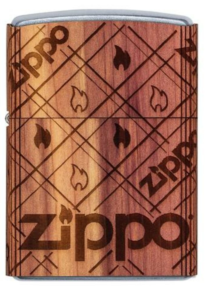 Zippo WOODCHUCK USA Cedar Wrap, 100% Real Wood, Street Chrome Lighter #49331