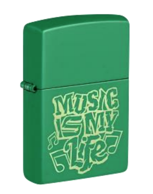 Zippo Music Is My Life, Grass Green Matte Lighter #48844